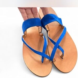 M. Gemi The Medio Flat Sandal Cobalt Blue Suede Flat